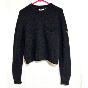 Fjallraven size Small Medium Wool Blend Knit Sweater Marbled Black READ j1